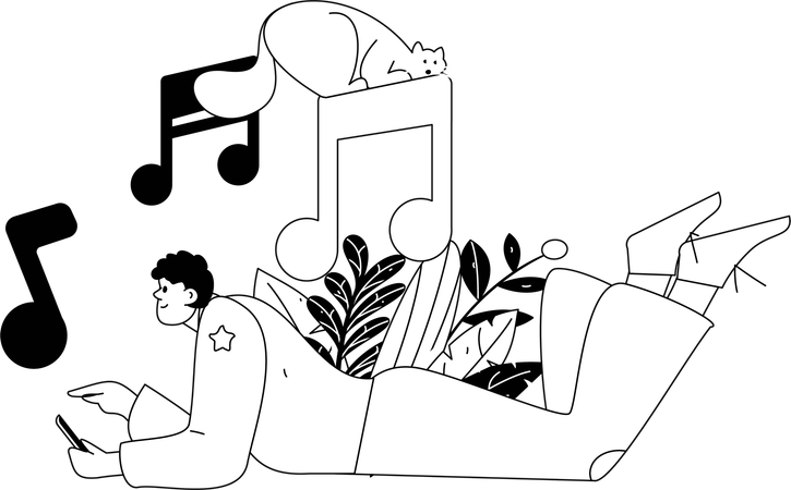 Homme écoutant de la musique  Illustration