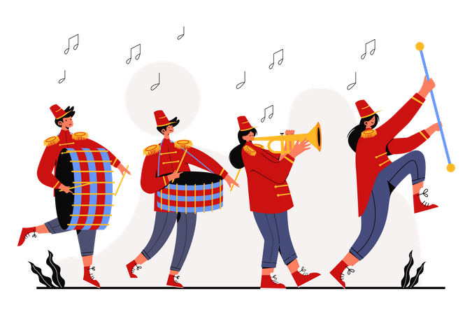 Musizieren in der Marching Band  Illustration