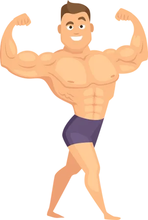 Muskulöser Mann mit starkem Körper  Illustration
