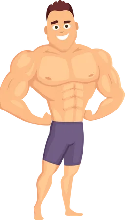 Muskuloser Mann Im Fitnessstudio Illustration