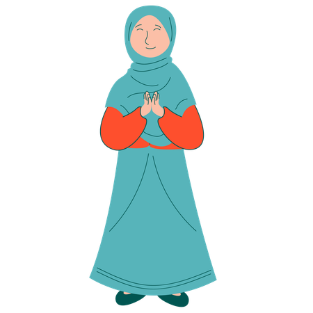 Muslim Aunty Greeting  Illustration