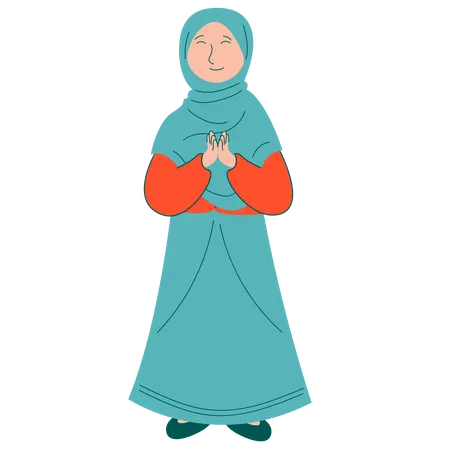 Muslim Aunty Greeting  Illustration