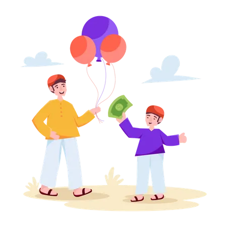 Have A Glimpse Of Trendy Flat Illustration Of Buying Balloons Illustration