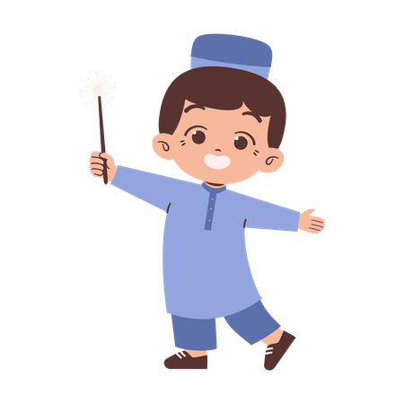 Muslim boy celebrate festival  Illustration