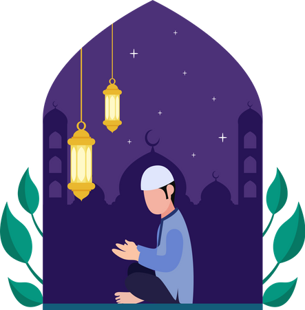 Muslim boy doing namaz  Illustration