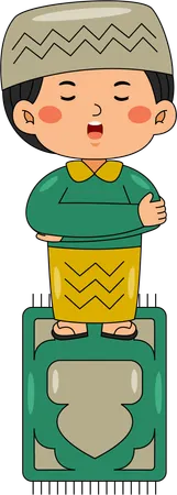Muslim boy doing namaz  Illustration