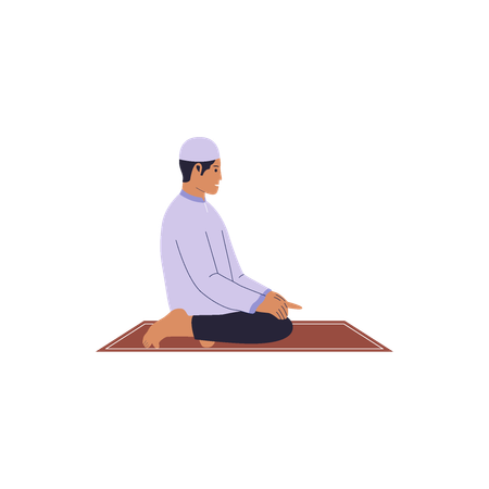 Muslim boy doing prayer  Illustration