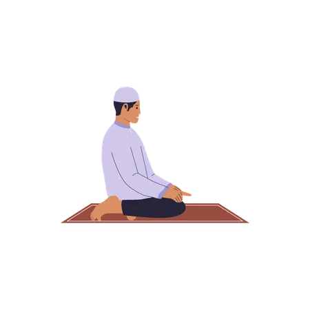 Islamic People Pray Activity Flat Design Illustration Illustration