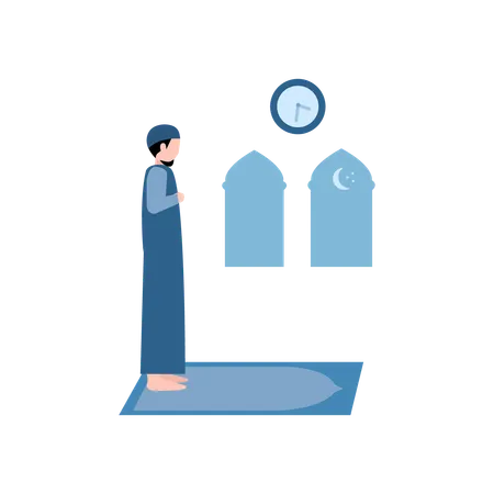 Muslim boy doing prayer  Illustration