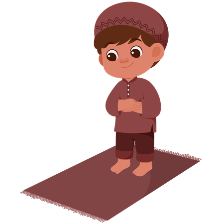 Muslim Boy Doing Prayer  Illustration