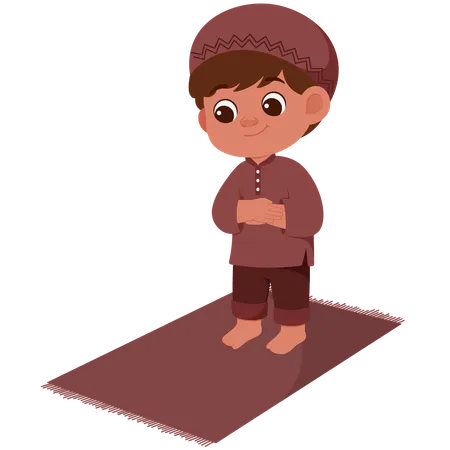 Muslim Boy Doing Prayer  Illustration