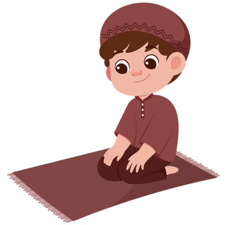 Muslim Boy Doing Prayer  Illustration