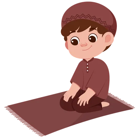 Muslim Boy Doing Prayer  Illustration