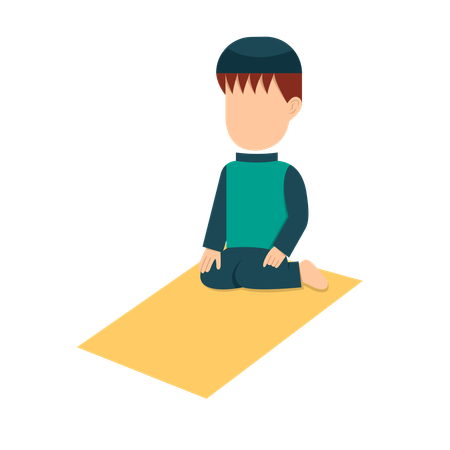 Muslim Boy Doing Prayer Movement  Illustration