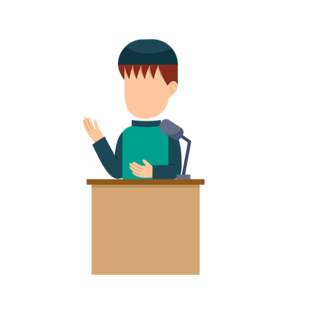 Muslim Boy Doing Speech  Illustration