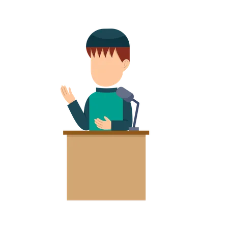 Muslim Boy Doing Speech  Illustration