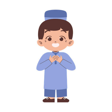 Muslim boy feeling good  Illustration