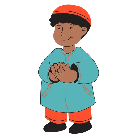 Muslim Boy Greeting  Illustration
