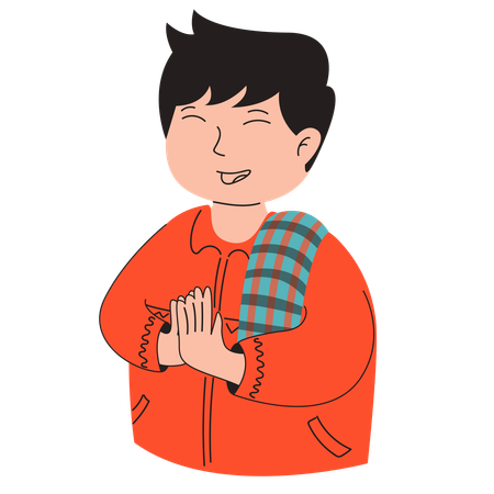 Muslim Boy Greeting  Illustration