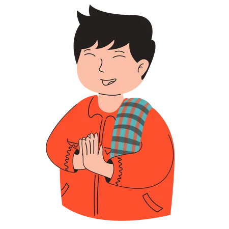Muslim Boy Greeting  Illustration