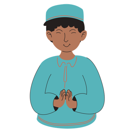 Muslim Boy Greeting  Illustration