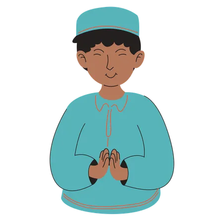 Muslim Boy Greeting  Illustration