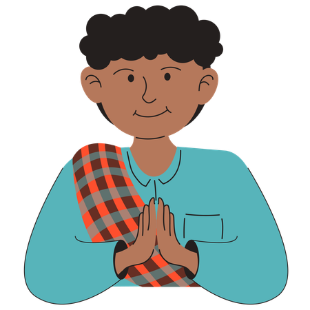 Muslim Boy Greeting  Illustration