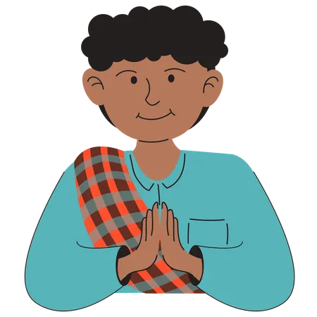 Muslim Boy Greeting  Illustration
