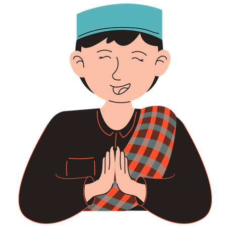 Muslim Boy Greeting  Illustration
