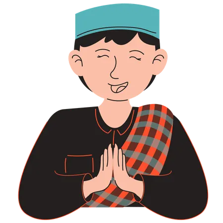 Muslim Boy Greeting  Illustration