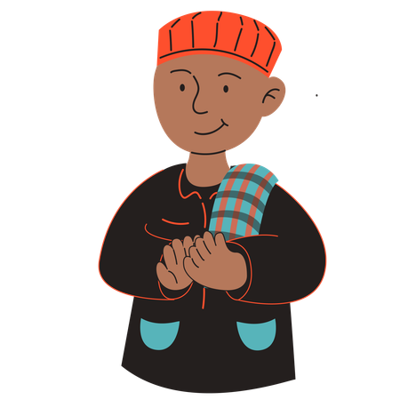 Muslim Boy Greeting  Illustration