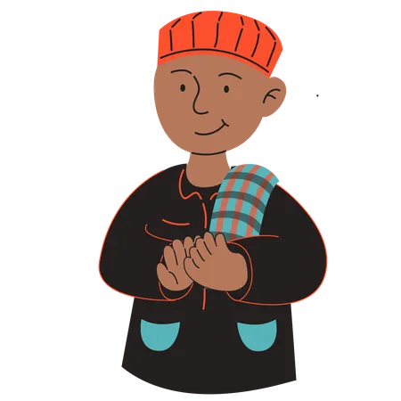 Muslim Boy Greeting  Illustration