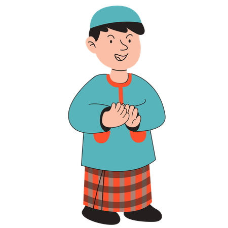 Muslim Boy Greeting  Illustration