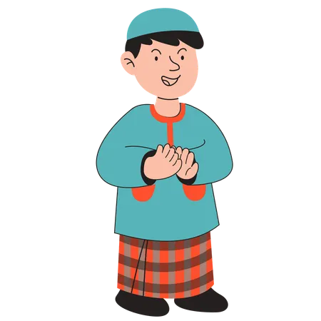 Muslim Boy Greeting  Illustration