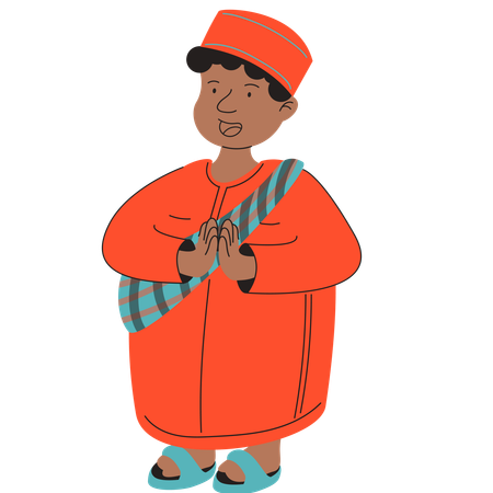 Muslim Boy Greeting  Illustration