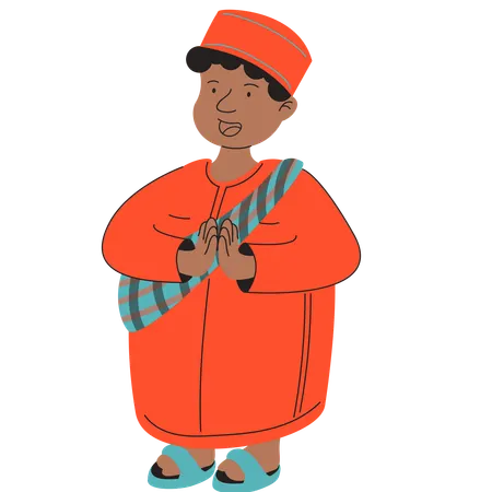 Muslim Boy Greeting  Illustration
