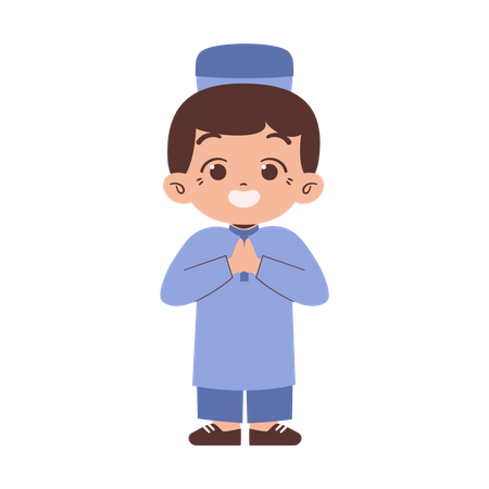 Muslim boy greeting  Illustration