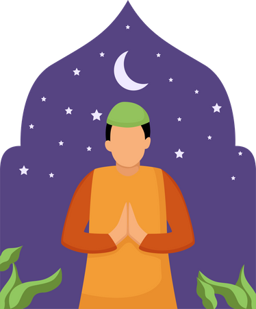 Muslim boy greeting  Illustration