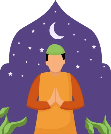 Muslim boy greeting  Illustration