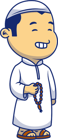 Muslim boy is praying Tasbih  일러스트레이션
