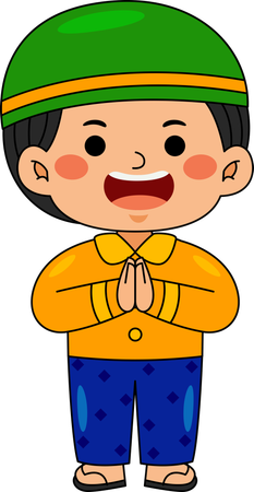 Muslim boy joining hands  Illustration