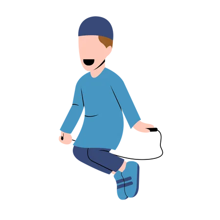 Muslim Boy jumping  Illustration