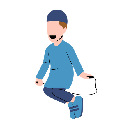 Muslim Boy jumping  Illustration