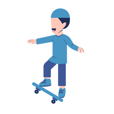 Muslim Boy Playing Skateboard  Illustration