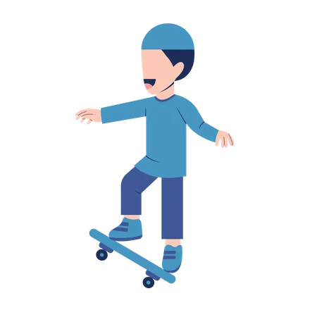 Muslim Boy Playing Skateboard  Illustration