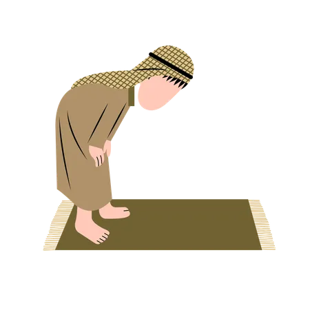 Muslim Boy Prayer Movement Illustration Illustration