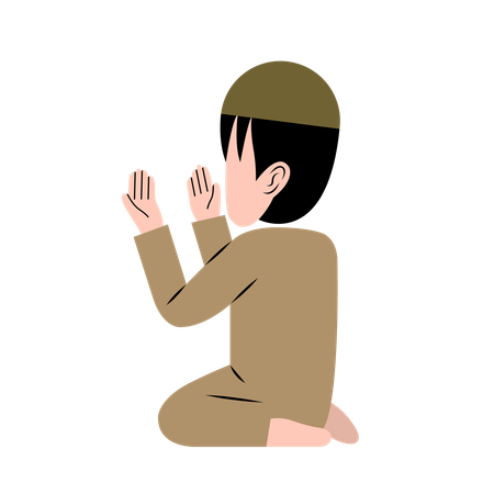 Best Muslim Boy Praying Illustration download in PNG & Vector format