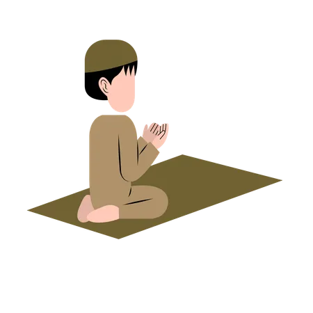 Muslim Boy Praying  Illustration