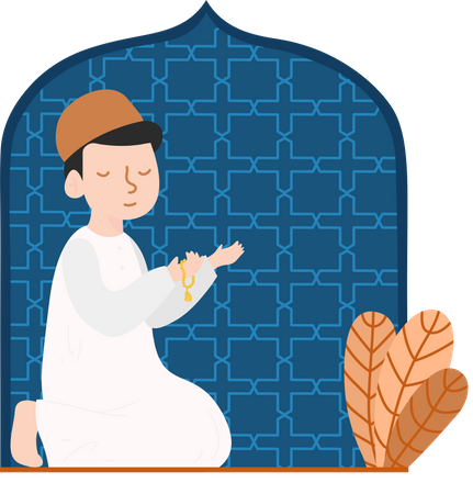 Muslim boy praying Illustration