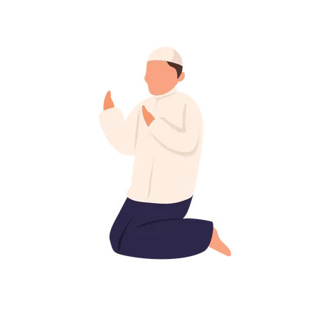 Muslim Boy Praying Illustration
